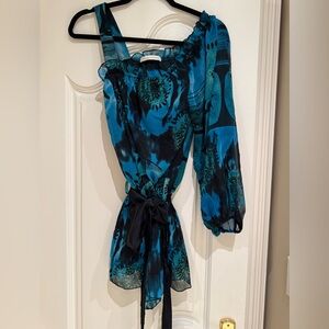 Elegant Blue Floral Women's Top